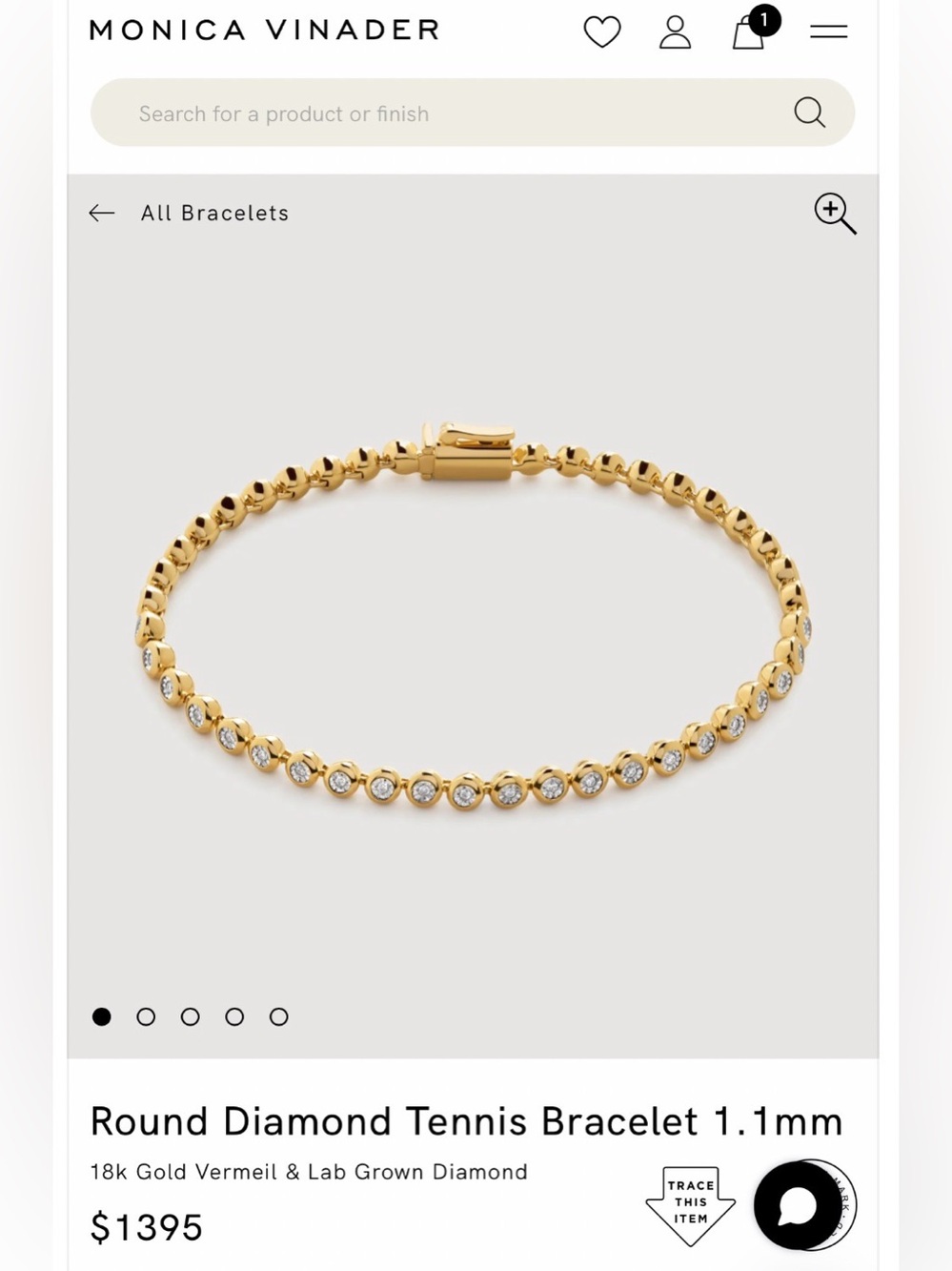 Monica Vinader Round Diamond Tennis Bracelet